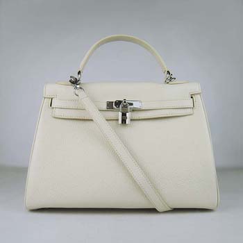 Hermes Kelly 32Cm Togo Leather Handbag Beige Silver